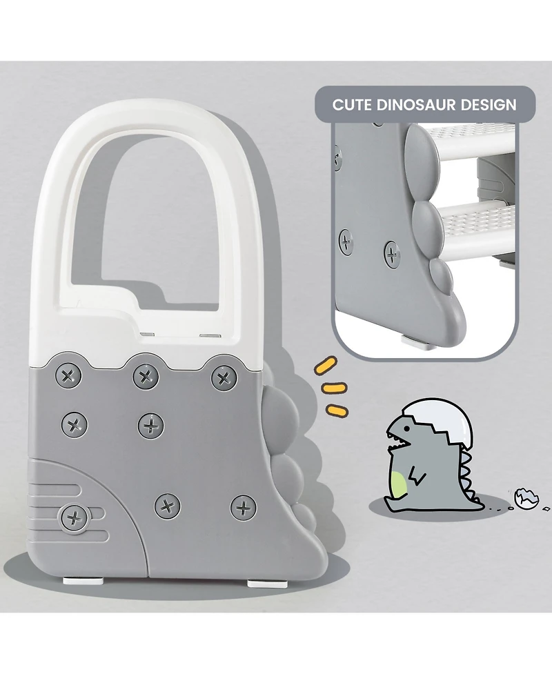 homfan Non-Slip Handles and Stable Design 2-Step Toddler Step Stool - Plastic for Bathroom Basin, Kitchen Counter Potty Training