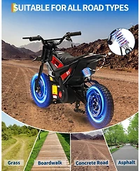 homfan 45.7 x 21.3 26.4 Inch Kids Electric Ride On Motorcycle 24V Battery Powered Toy Bike with 350W Motor for Outdoor Riding