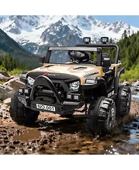 homfan 12V Electric Ride-On Car, Parent Remote Control, Spring Suspension, Music, Led Lights, Horn, 3 Speeds up to 4.1MPH