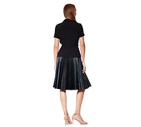 julia jordan Women's Collared Pleated Skirt Short Dress