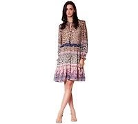 julia jordan Women's Ruffle Details Long-Sleeve Dress