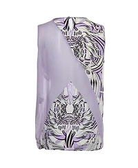 Pre-Owned Versace Women's Abstract Print Paneled Silk and Chiffon Sleeveless Top