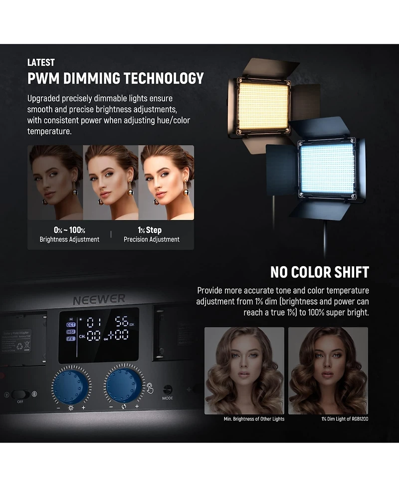 Neewer RGB1200 Led Video Light with 60W, 22000Lux, CRI97