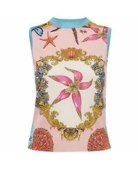 Pre-Owned Versace Women's Versace Tresor de la Mer Print Sleeveless Knit Top