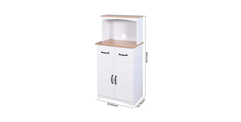 Flynama Kitchen Pantry Cabinet with Microwave Shelf Drawer and Adjustable Storage