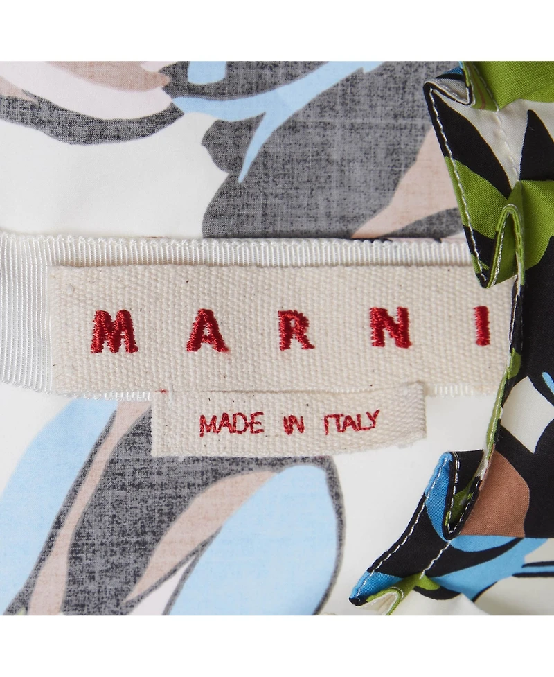 Pre-Owned Marni Women's Tulip Print Pleated Cotton Blouse