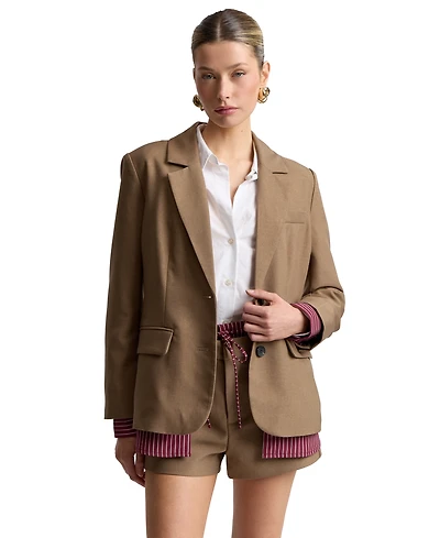 Avec Les Filles Women's Relaxed Notch Lapel Collar Blazer & Shirt