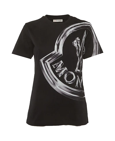 Pre-Owned Moncler Women's Metallic-Effect Logo Cotton T-Shirt