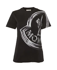 Pre-Owned Moncler Women's Metallic-Effect Logo Cotton T-Shirt
