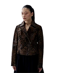 Pcfg Women's Your Itch Leopard-Print Kangaroo Leather Jacket