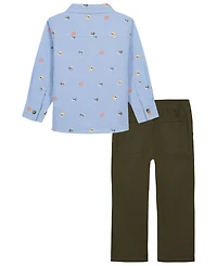 Kids Headquarters Toddler Boys' 2T-5T Woven Shirt and Pants