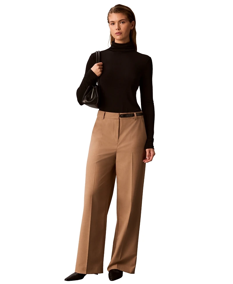 Calvin Klein Women's Wide-Leg High-Rise Pants