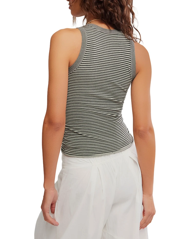 Free People Women's Striped Crew Neck Tank Top