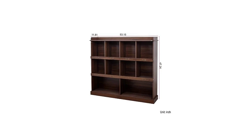 flynama 10-Shelf Bookcase Cubby Storage Organizer Display Cabinet