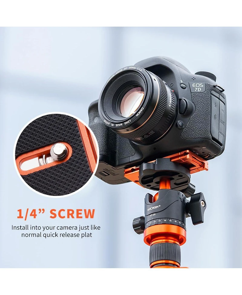 KandF Concept 2-In-1 Arca Swiss Quick Release Plate for Cameras and Smartphones