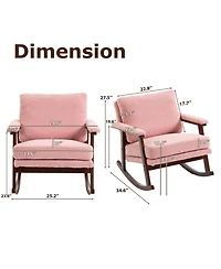 Rainsken Rocking Accent Chair, Upholstered Accent Chair with Solid Rubberwood Frame, Cozy Reading Chair for Small Spaces, for Living Room/Bedroom