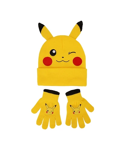 Pokemon Boys' and Girls' Embroidered Hat and Gloves, 2-Piece Set
