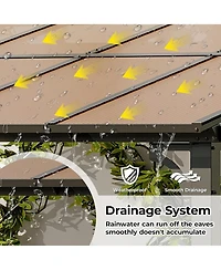 homfan Wall Mounted Gazebo Iron Frame Lean-to Canopy with Pc Roof, High-Low Patio Awning for Door Window Backyard