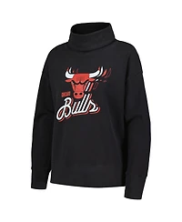 LevelWear Women's Black Chicago Bulls Sunset Pullover Sweatshirt
