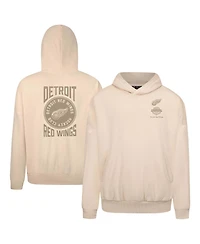 LevelWear Men's Cream Detroit Red Wings Contact Stamp Pullover Hoodie