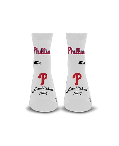 Starter Men's and Women's White Philadelphia Phillies Established Stencil Quarter Socks