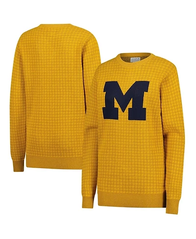 Uscape Apparel Men's and Women's Maize Michigan Wolverines Renew Knit Vintage Houndstooth Sweater