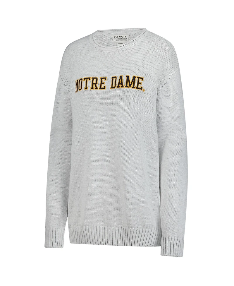Uscape Apparel Men's and Women's Ash Notre Dame Fighting Irish Embroidered Applique Sweater