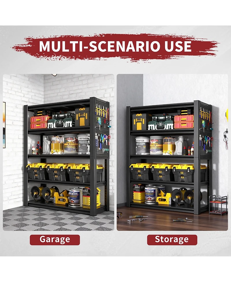 Viyet 5-Tier Metal Shelving with Pegboard