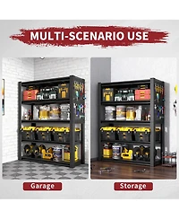 Viyet 5-Tier Metal Shelving with Pegboard