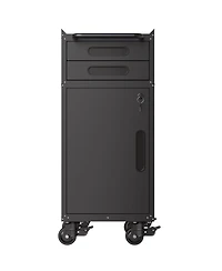 Viyet 34" Slim Rolling Tool Cabinet - Space-Saving Narrow Storage with Lockable Door and 2 Drawers