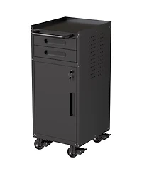 Viyet 34" Slim Rolling Tool Cabinet - Space-Saving Narrow Storage with Lockable Door and 2 Drawers