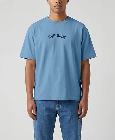 Uscape Apparel Men's Light Blue Michigan Wolverines Upside Down Embroidered Vintage Heavyweight T-Shirt