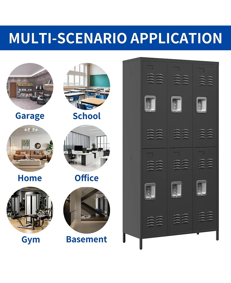 Viyet 72"H 6-Door Metal Storage Locker - Secure Multi-Tier Employee and Gym Cabinet