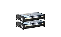 Viyet 2-Pack Rolling Underbed Storage Bins - Metal Frame Shoe and Clothes Organizer with Clear Lid