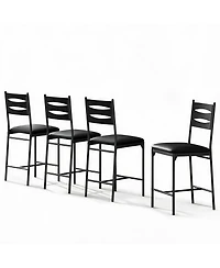 gaomon Set of 4 Bar Stools, Faux Leather Upholstered Counter Height Barstools with Back, Footrest and Thick Cushion for Kitchen Island