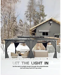 homfan 12 x 20 Ft Hardtop Gazebo with Double Roof and Aluminum Alloy Frame and Pc Panels for Patio, Deck, Backyard, Lawn, and Garden