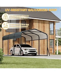 homfan 20 x 20 Ft Heavy Duty Steel Carport, Outdoor Vehicle Shelter Garage for Cars Trucks Boats, Galvanized Steel Roof All-Weather Protection