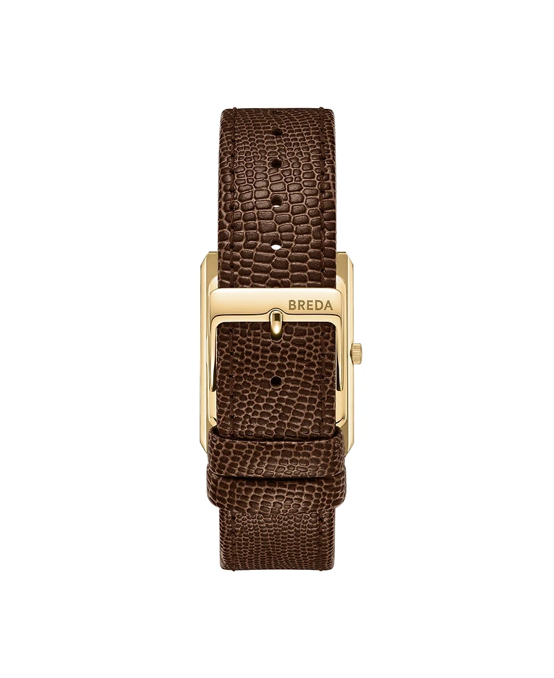 Breda Men's Quartz Virgil Gold and Brown Leather Band Watch 26mm