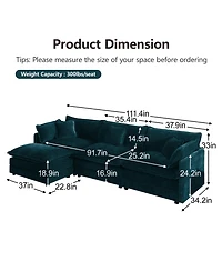 Boyel Living Free Combination Comfy Upholstery Modular Sectional Sofa With Reversible Ottoman