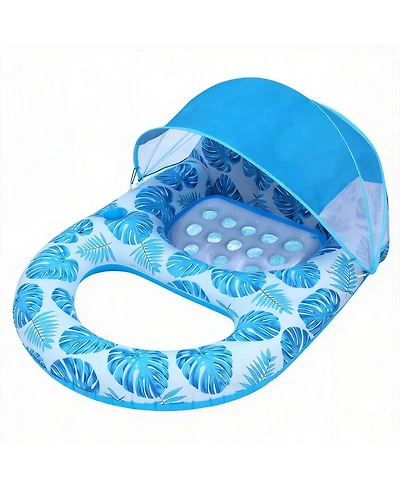 Aofar Pool Lounge Float UPF50 Plus Inflatable Lounger Cup Holder Footrest