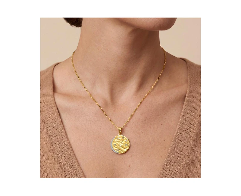 Rachel Glauber 14K Gold Plated Sparkling Cz Crescent Pendant Necklace