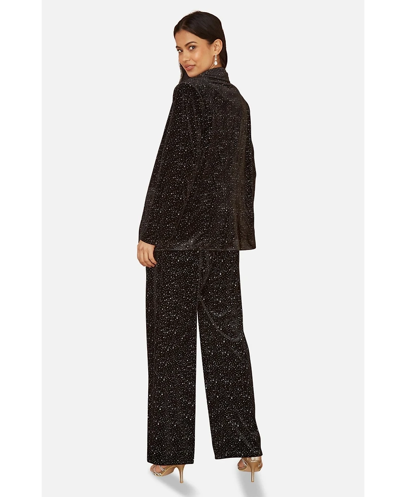 Yumi Women's Velvet Sparkle Oversize Blazer