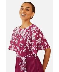 Yumi Women's Short Sleeve Pleated Midi Dress