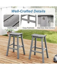 Gymax 3 Piece Outdoor Hdpe Bar Table and Chair Set for 2 with Footrests for Garden Yard Pool