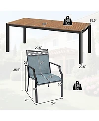 Gymax 9 Piece Patio Dining Set for 8 with Quick-Drying Fabric Sturdy Acacia Wood for Garden