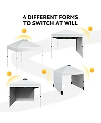 Homfan Pop-Up Canopy Tent, Fabric Gazebo with Double-Sided Walls