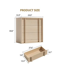 homfan Nightstand with 3 Drawers for Bedroom, Modern Bedside Table with Vertical Handle, Wooden Storage Cabinet Side Table for Living Room Dorm