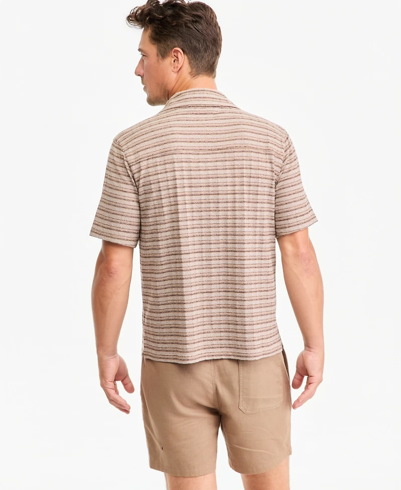 Sun + Stone Men's Short-Sleeve Stripe Texture Pocket Camp Shirt, Macy's Exclusive