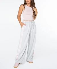 Celebrity Pink Juniors' Wide-Leg Bow-Detail Track Pants
