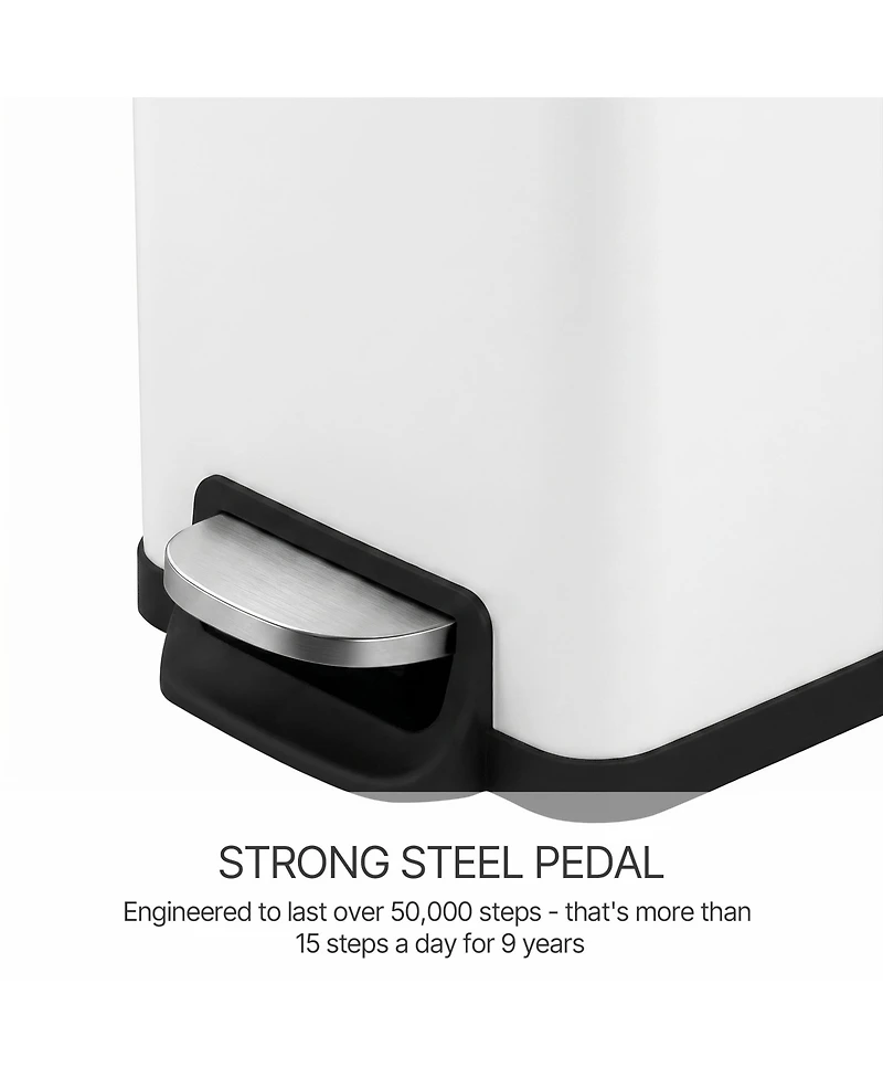 Mega Casa 12 Gal/45 Liter Slim Stainless Steel Step-on Kitchen Trash Can, Hands-Free Foot Pedal, Soft-Close Lid, for Home Office